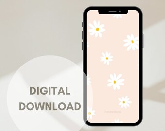 Wallpaper Illustration Daisies 1170 × 2532 px - Art Print - Digital Drawing Instant Download - Phone Background