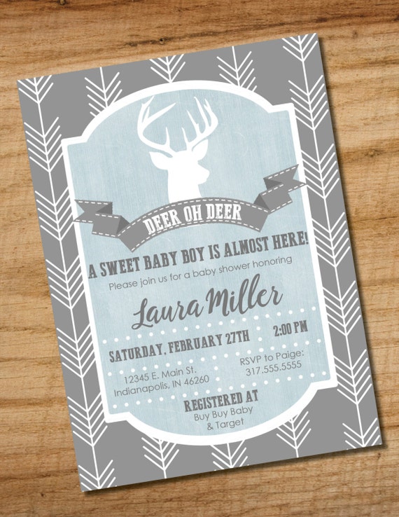 oh deer baby shower invitations