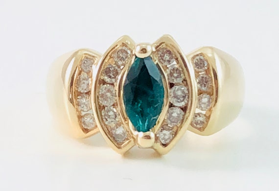 Emerald Ring, Emerald Diamond Ring, 14kt Yellow Go