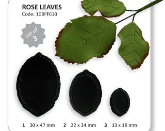 JEM Rose Leaves Cutter Set -  3 PC Fondant Gumpaste Clay Crafts