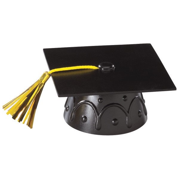 Graduation Cap w Tassel - Black & Gold Cake Topper - Wilton Cake Decoration