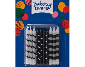 Black & White Stripes and Dots Candles 20 count 2.5" Birthday Party Celebration