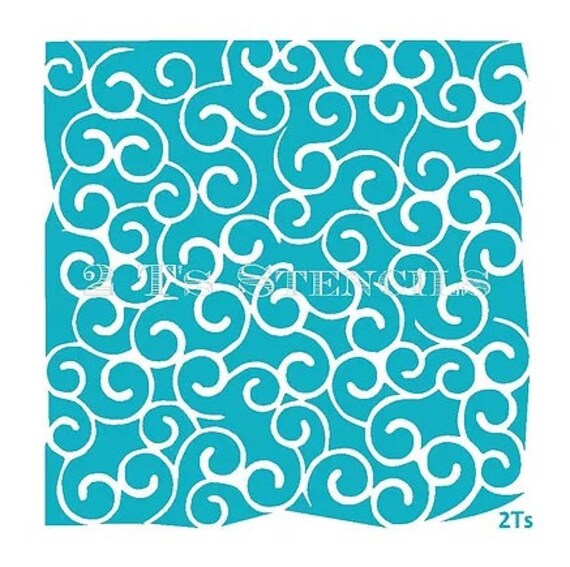 Swirls Background Stencil 2 T S Stencils Cookies Royal Etsy