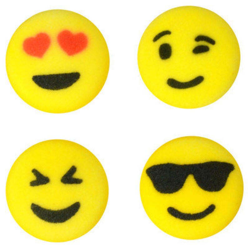 12 Emoji Assortment Sugar Disks 7/8 12 Piece Set Etsy