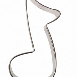 May include: A silver metal cookie cutter shaped like a treble clef.