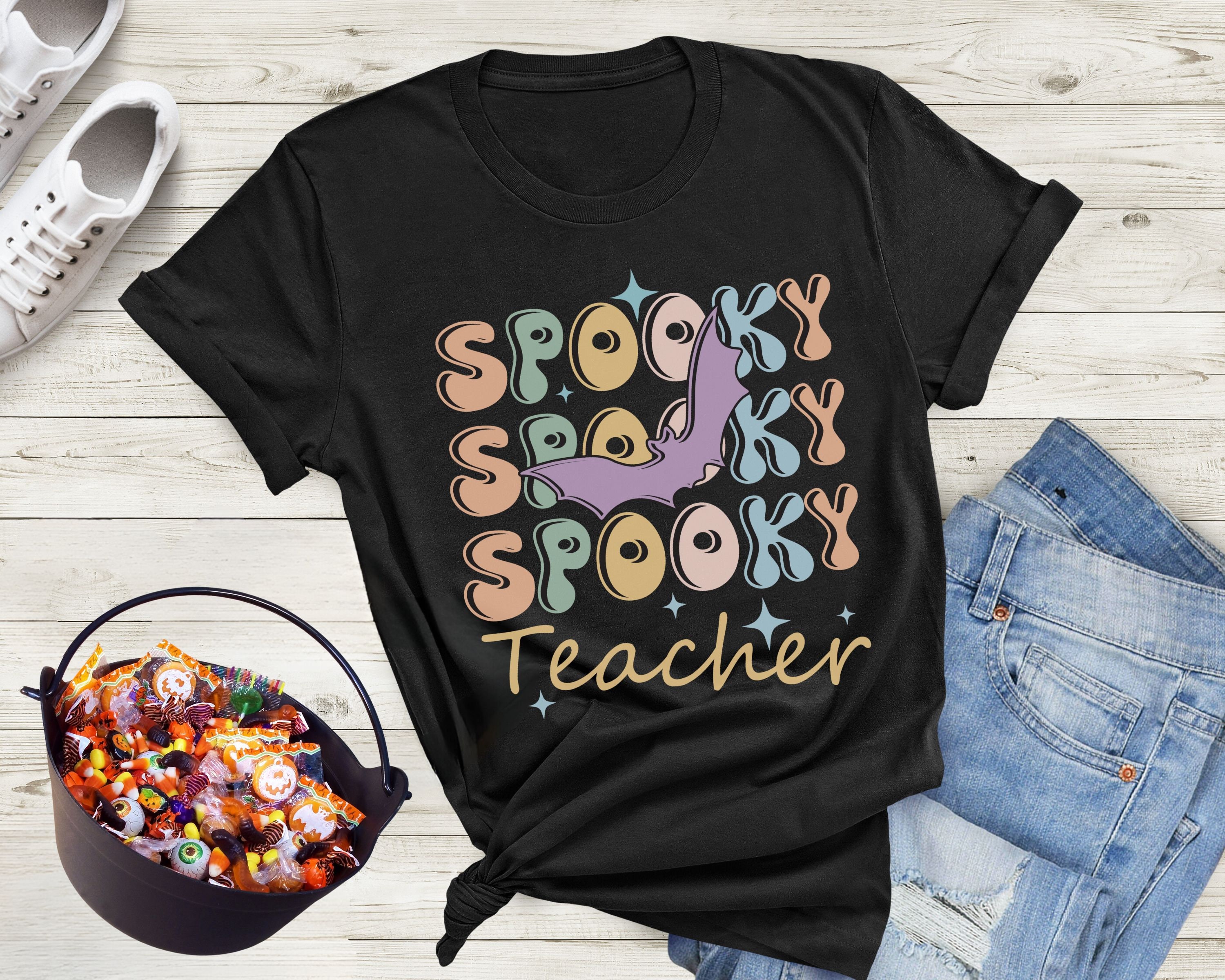Spooky Halloween Teacher Shirt, Teacher Halloween Shirt, Retro