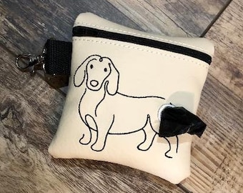 Dachshund Poop Bag Pouch-Zippered Poop Bag Holder-Doxie poop  bag