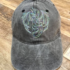 Dragon Base Ball cap - Embroidered Baseball Cap - Embroidered Baseball hat -Dragon-Varigated Thread