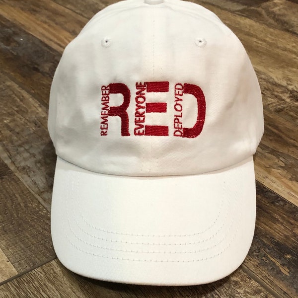 RED Remember Everyone Deployed Base Ball cap - Embroidered Unisex Baseball Cap - Embroidered Baseball cap -RED