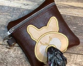 Corgi Poop Bag Pouch-Zippered Poop Bag Holder-Corgi Butt Bag