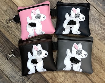 Bull Terrier Poop Bag Pouch-Zippered Poop Bag Holder- Bull Terrier Butt Bag