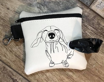 Smiling Dachshund Poop Bag Pouch-Zippered Poop Bag Holder-Doxie poop  bag