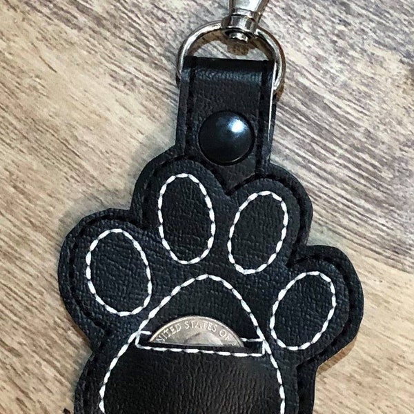 Paw Quarter Keeper Key Chain, Key fob,  Snap Tab, Dog Key Chain