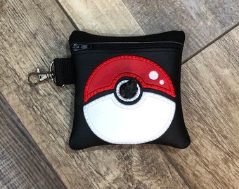 Pokeball Dog Poop Bag Pouch-Zippered Poop Bag Holder-Gamer Poo bag holder