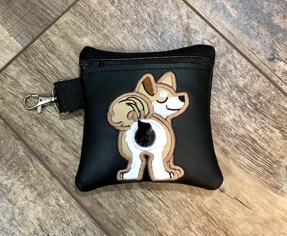 Shiba Inu Poop Bag Pouch Zippered Poop Bag Holder Shiba Inu Butt Bag