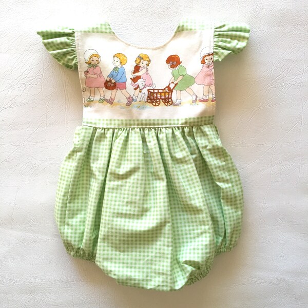 Ruffle Romper, Gingham Ruffle Baby Romper, Romper Suit, Retro Baby Romper, Baby Playsuit, Floral Fabric, Flutter Sleeve Romper,