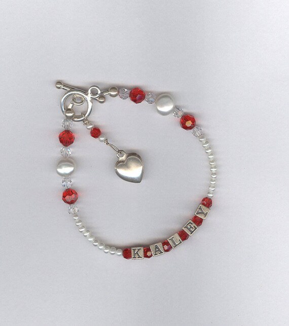 Items similar to Girls Sterling Silver Name Bracelet, Girls Sterling