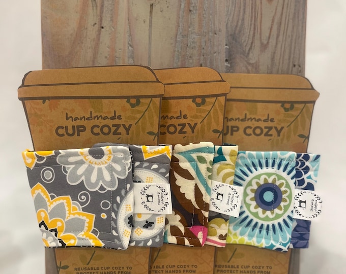 Handmade Cup Cozy Bundle – Gift for Her, Drink Cozies, Eco Friendly Gift for Coffee/Tea Lover, Gift Set Coworker, Paisley, , Reusable