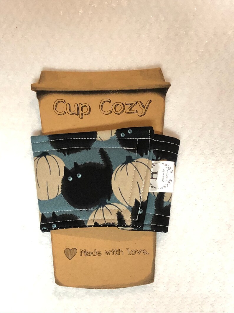 Fortune Card Coffee Sleeve Tea Cozy Birthday Housewarming| Co Snoopy Halloween| Fall |Cup Cozy black cat Handmade Get Well
