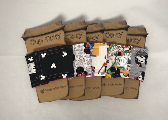 Cup Cozy | Disney | Mickey | Snoopy | Handmade | Coffee Sleeve | Tea Cozy | Birthday | Get Well | Housewarming| Congrats | Teacher Gift |