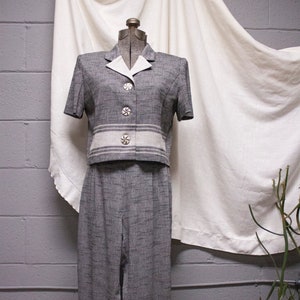 90s Women&#39;s Short Sleeve Minimalist Two Piece Set