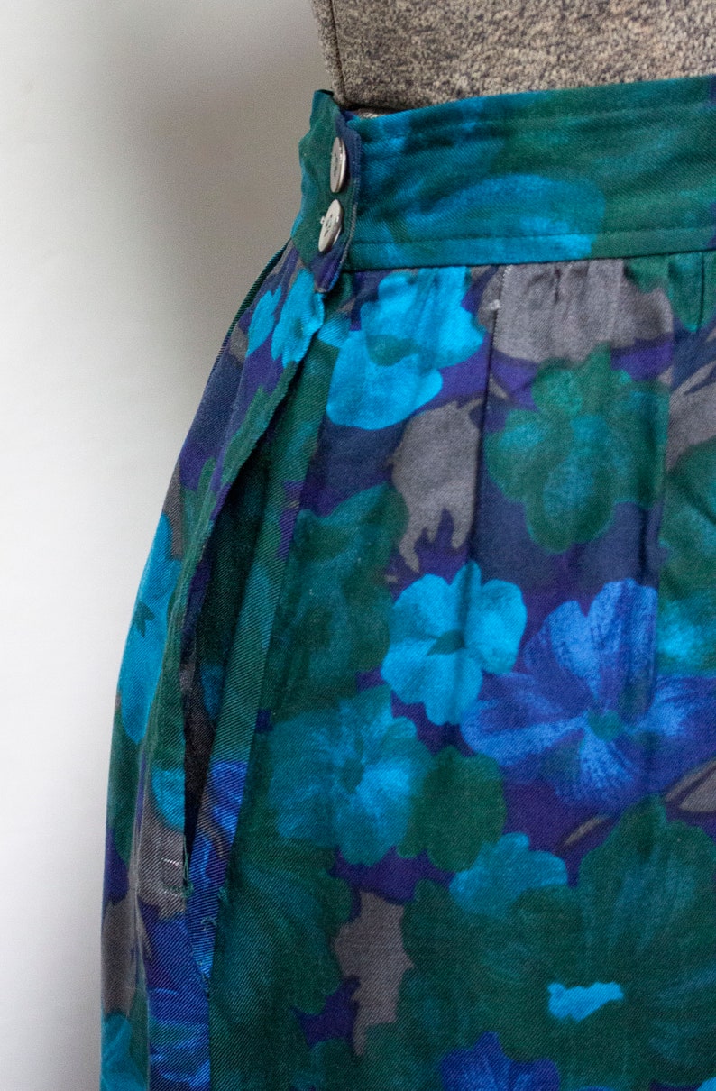 90s Blue Floral Midi Skirt image 3