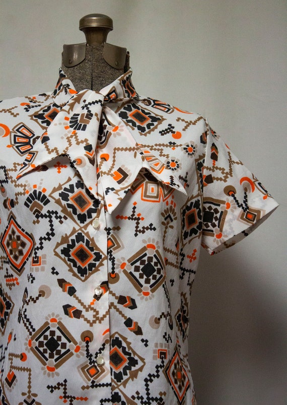 1970s Tie Collar Secretary Blouse - image 2