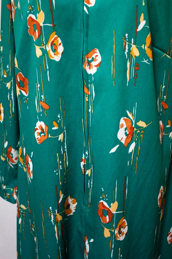 1970s Emerald Green Long Sleeve Boho Shirt Dress - image 3