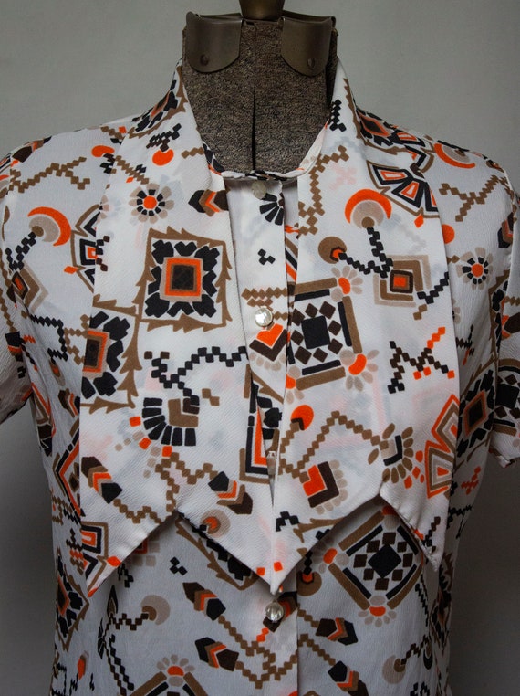 1970s Tie Collar Secretary Blouse - image 5