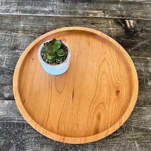 12&quot; Round Cherry Grazing Board Tray, Charcuterie Board, Coffee Table, Ottoman Tray, Wood Platter, Serving Tray, Wood Dish, Handmade Gift