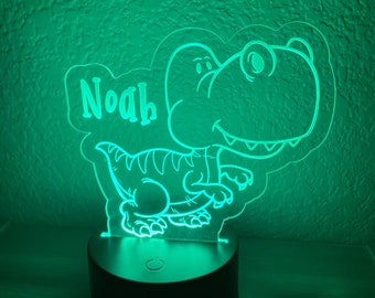 T-Rex Dinosaur Personalized Night Light, Kids Night Light, Name Night Light, Acrylic Nightlight, Laser Cut and Engraved, Dinosaur Light