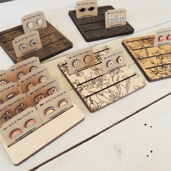 Wooden Jewelry Card Display Rack Etsy