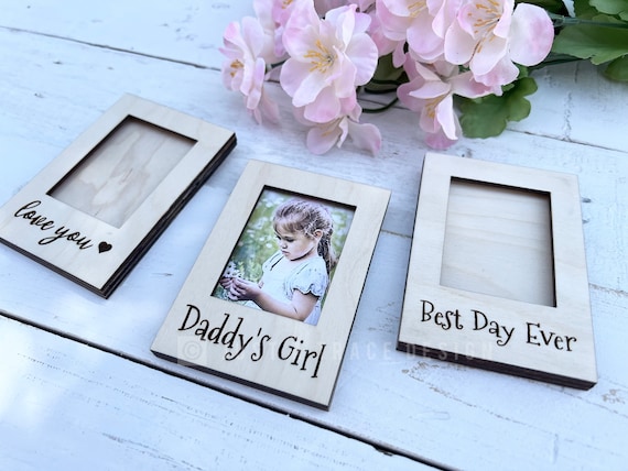 Bulk Mini Personalized Picture Frame With Back, Wood Refrigerator 