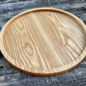 12&quot; Round Ash Hardwood Tray, Grazing Board, Charcuterie Board, Coffee Table, Ottoman Tray, Wood Platter, Serving Tray, Wood Dish, Handmade