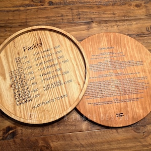 14&quot; Farkle Dice Tray, Dice Game, Board Game, Cherry or Ash Hardwood Rolling Tray, Portable Game Tray, Scoring Guide, Family Game Night, Dice