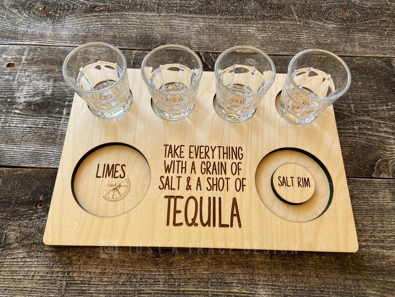 Tequila Flight Board Tequila Shot Board Serving Tray Etsy
