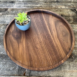 12&quot; Round Walnut Tray, Grazing Board Tray, Charcuterie Tray, Coffee Table Tray, Ottoman Tray, Wood Platter, Serving Tray, Wood Serving Dish