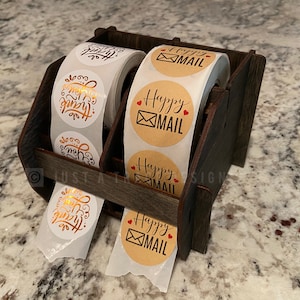 2 Roll Label Holder Label Dispenser, Decal Label Caddy Sticker Roll Organizer, Roll Sticker Storage Desk Display, Front Desk Decal Display