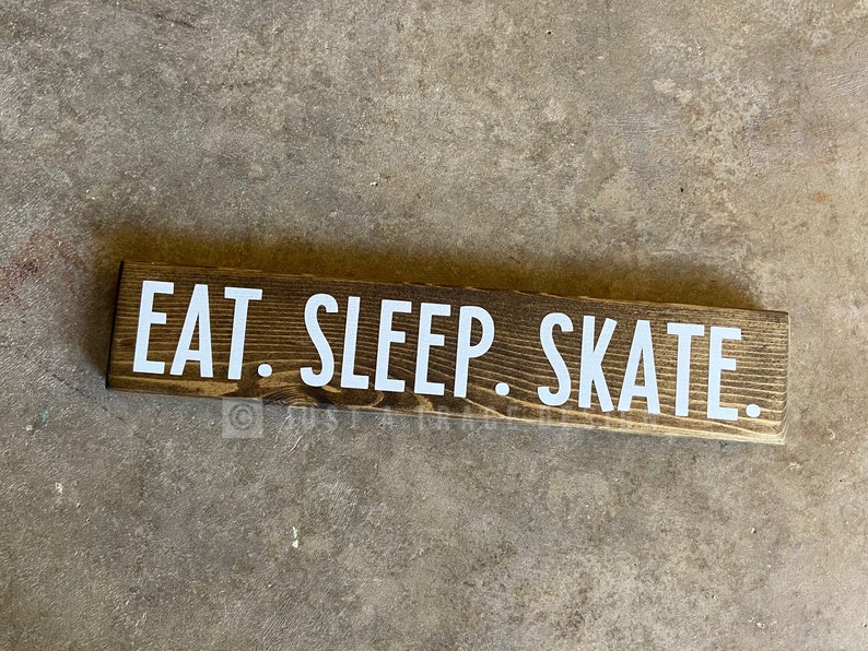 Eat. Sleep. Skate. Wood Sign, Desk Decor, Home Decor, Skating Sign, Roller Skating, Roller Blades, Skate Board, Long Board, 12 x 2.25 image 5