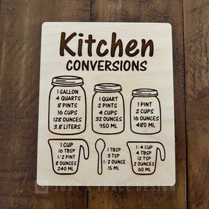 Kitchen Conversion Magnet, Measuring Cup Magnet, Recipe Conversions Magnet, Baking Equivalents Magnet, Refrigerator Magnet, Kitchen Decor