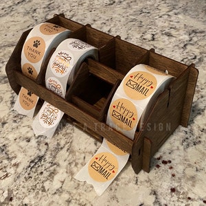 4 Roll Label Holder, Label Dispenser, Sticker Caddy, Label Organizer, Sticker Storage, Decal Display, Desk Display, Front Desk Display