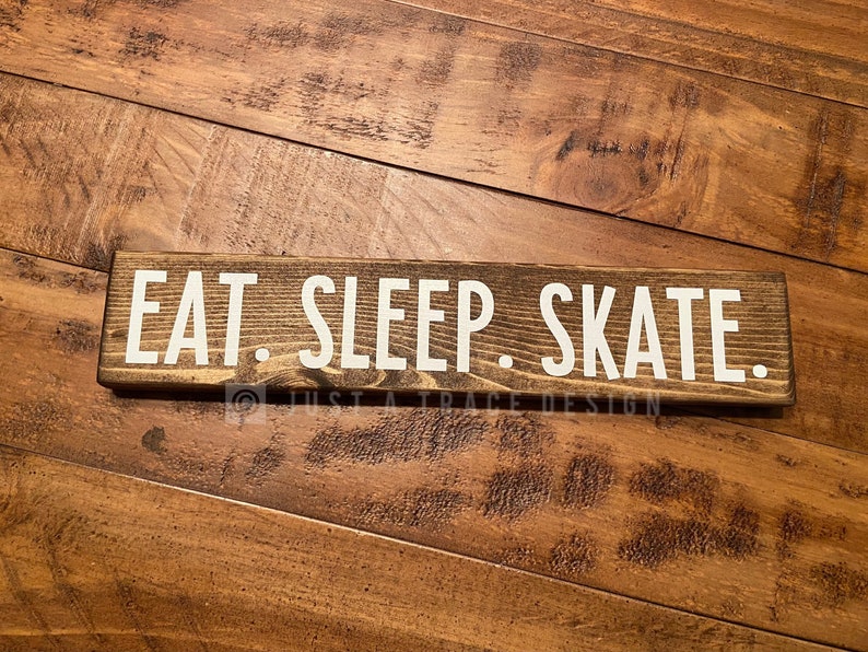 Eat. Sleep. Skate. Wood Sign, Desk Decor, Home Decor, Skating Sign, Roller Skating, Roller Blades, Skate Board, Long Board, 12" x 2.25”