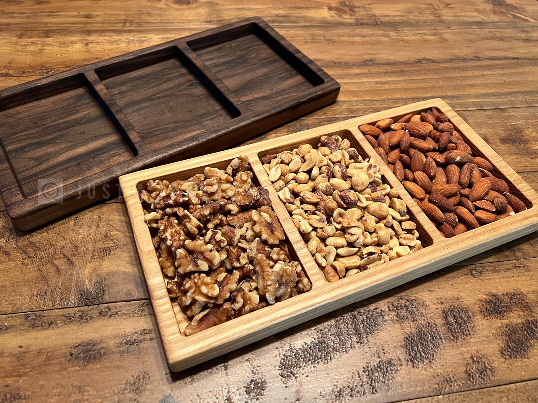 3 Section Wood Snack Tray Grazing Board Appetizer Tray Wood Etsy