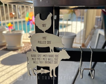 Wood Meat Temperature Magnet: Grill & Smoker Guide, Stocking Stuffer