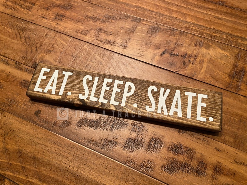 Eat. Sleep. Skate. Wood Sign, Desk Decor, Home Decor, Skating Sign, Roller Skating, Roller Blades, Skate Board, Long Board, 12 x 2.25 image 4