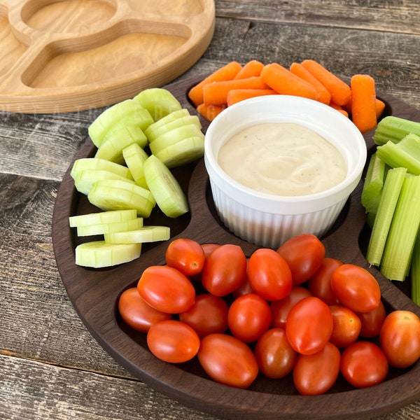 12" 4 Compartment Tray, Grazing Board, Charcuterie Tray, Vegetable Tray, Dessert Tray, Wood Platter, Serving Tray, Kitchen Décor, Handmade