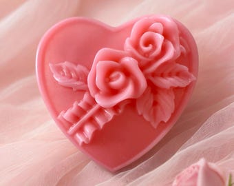 Handmade Soap in the Shape of Flowers and Hearts and angel.