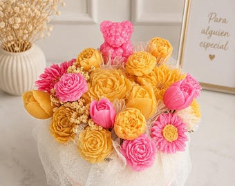 Chocolate Blossom Wax Melt Bouquet Gift Box. Flowers candle bouquet.