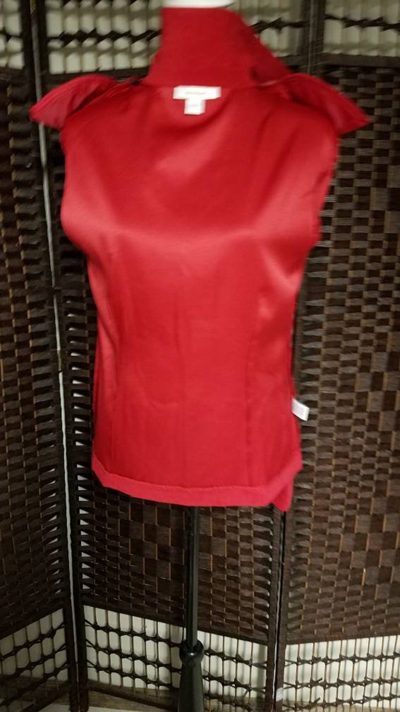 Vintage Dressbarn Ladies Zip Up Jacket Size Large Red Black Artsy Floral Casual