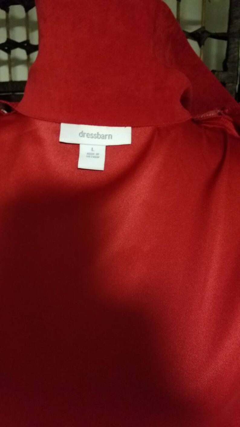 Vintage Dressbarn Ladies Zip Up Jacket Size Large Red Black Artsy Floral Casual